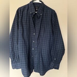 Van Heusen Dark Blue Plaid Button Down Shirt